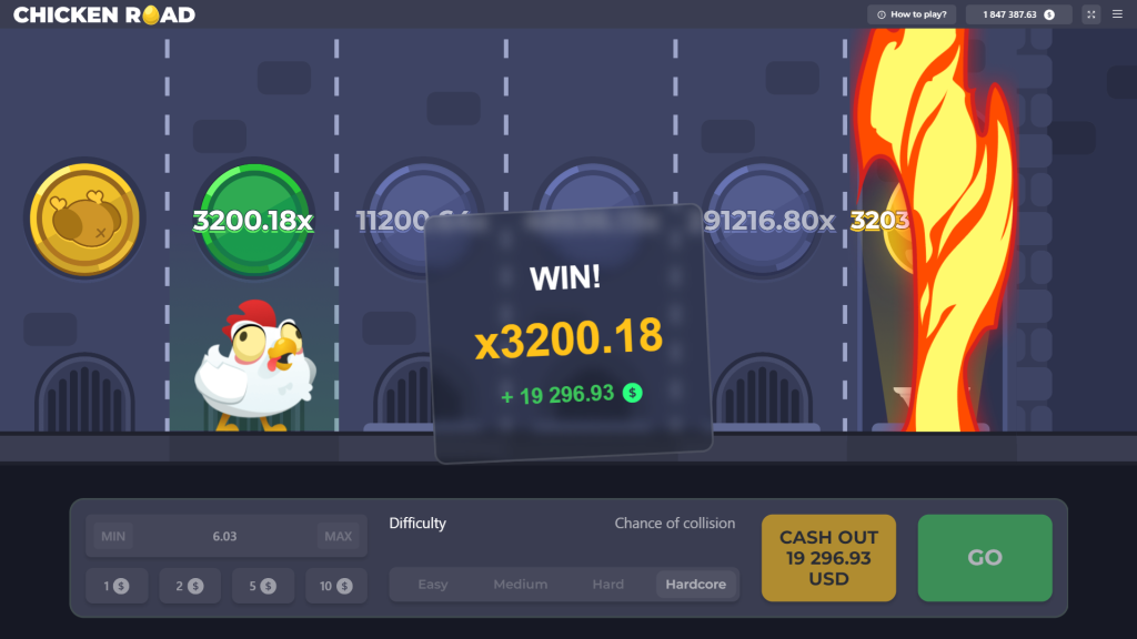 Chicken Road win image